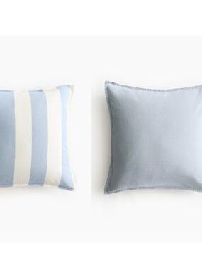 H&M Light Blue and Cream Reversible Stripe Pillow Covers, 4 pillow covers